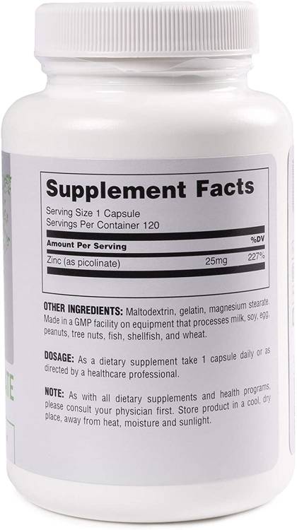 Zinc Picolinate 25 mg 120 capsules - Nutra Best Europe