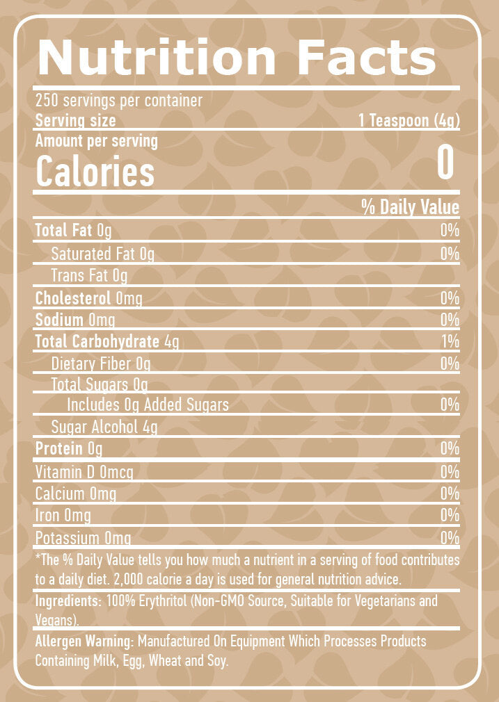 100% Natural Erythritol - 1.00 kg - Nutra Best Europe