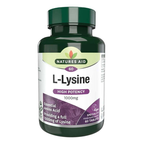 L-Lysine 1000mg 60 tablets NaturesAid - Nutra Best Europe