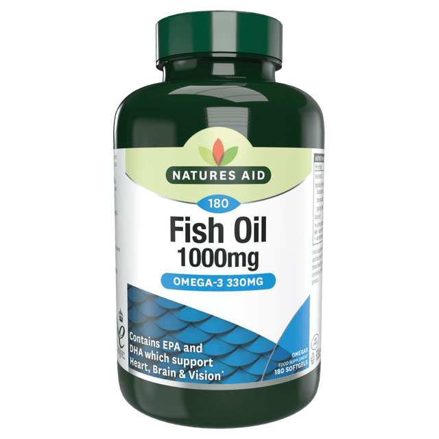 Omega 3 Fish Oil (Omega 3 Fish Oil) 1000mg 180 soft capsules NaturesAid - Nutra Best Europe