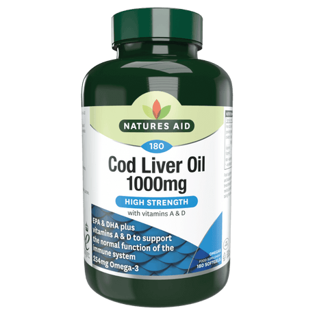 Cod Liver Oil 1000mg 180 Softgels NaturesAid - Nutra Best Europe