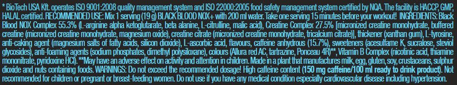 Black Blood NOX+ / 19g - Nutra Best Europe