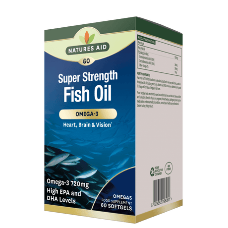 Concentrated fish oil (Super Strength Fish Oil) 1200mg 60 soft capsules NaturesAid - Nutra Best Europe