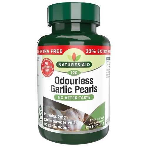 Odorless Garlic Pearls 120 soft capsules NaturesAid - Nutra Best Europe