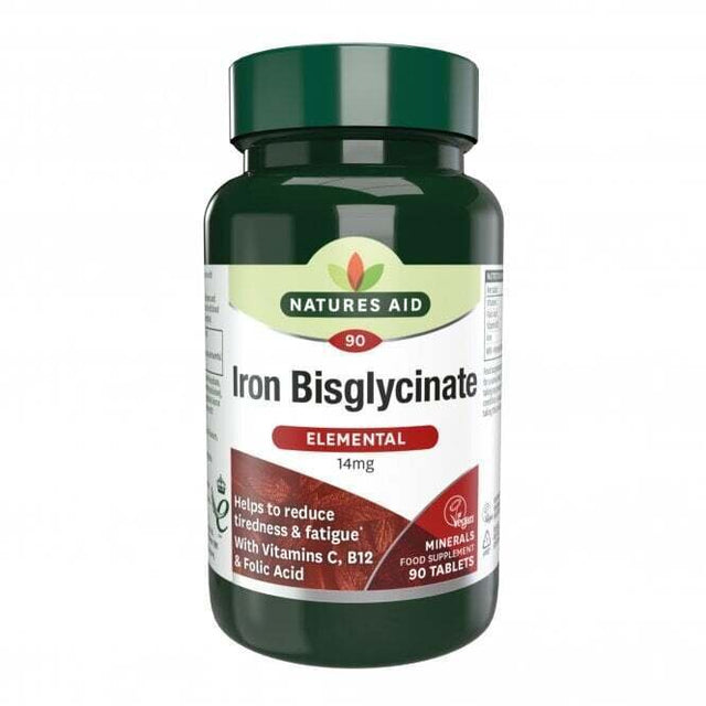 Gentle iron formula (Iron Bisglycinate) 14mg 90 tablets NaturesAid - Nutra Best Europe