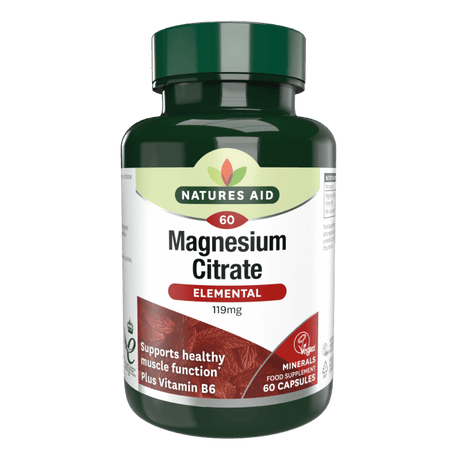 Magnesium Citrate + Vitamin B6 (Elemental Magnesium Citrate) 119mg 60 capsules NaturesAid - Nutra Best Europe