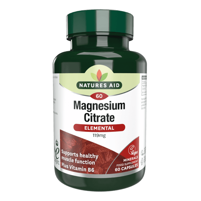Magnesium Citrate + Vitamin B6 (Elemental Magnesium Citrate) 119mg 60 capsules NaturesAid - Nutra Best Europe