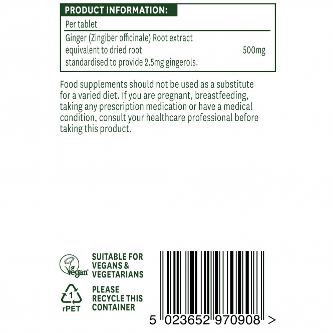 Ginger Root 500mg 90 tablets NaturesAid - Nutra Best Europe