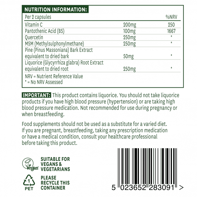 Quercetin Formula 90 capsules NaturesAid - Nutra Best Europe