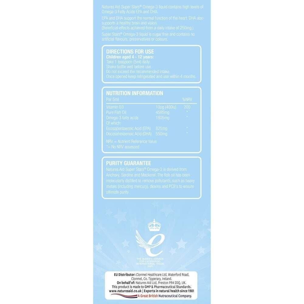 Omega 3 for children (Super Stars Omega-3) 6-12 years 150ml NaturesAid - Nutra Best Europe