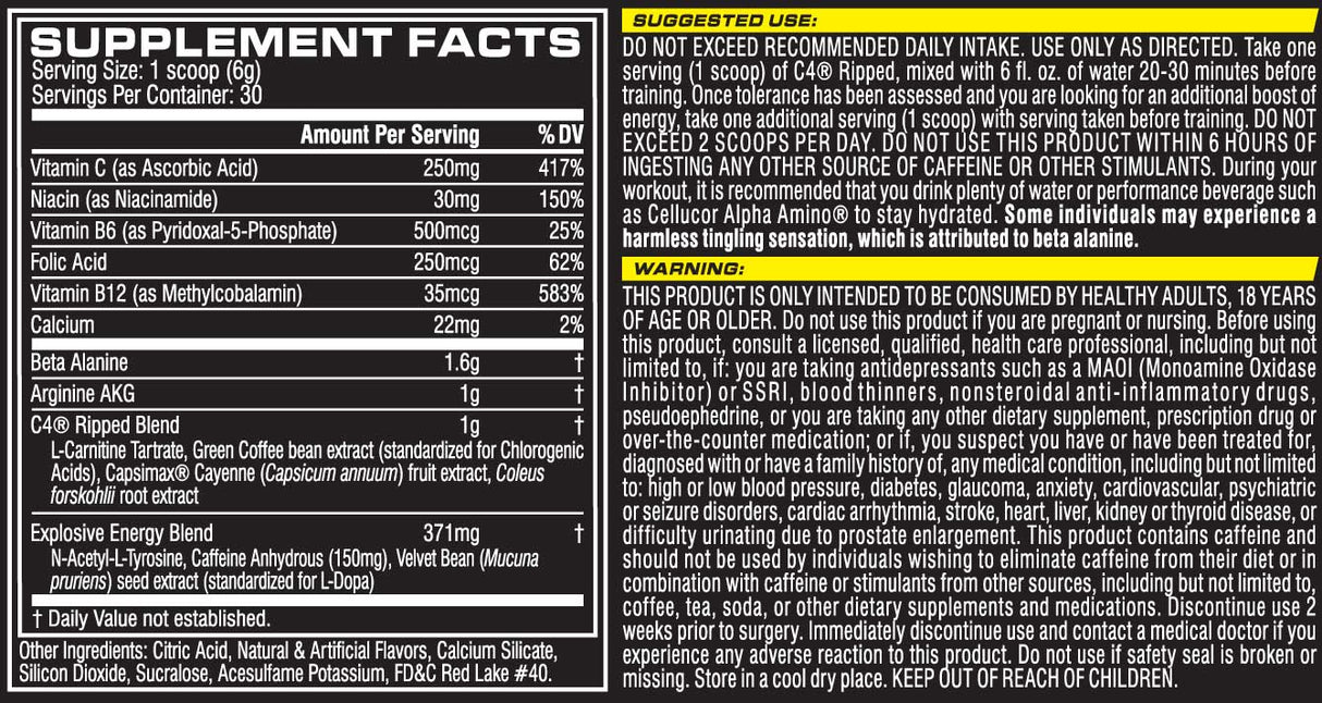 C4 RIPPED - 180 grams - Nutra Best Europe