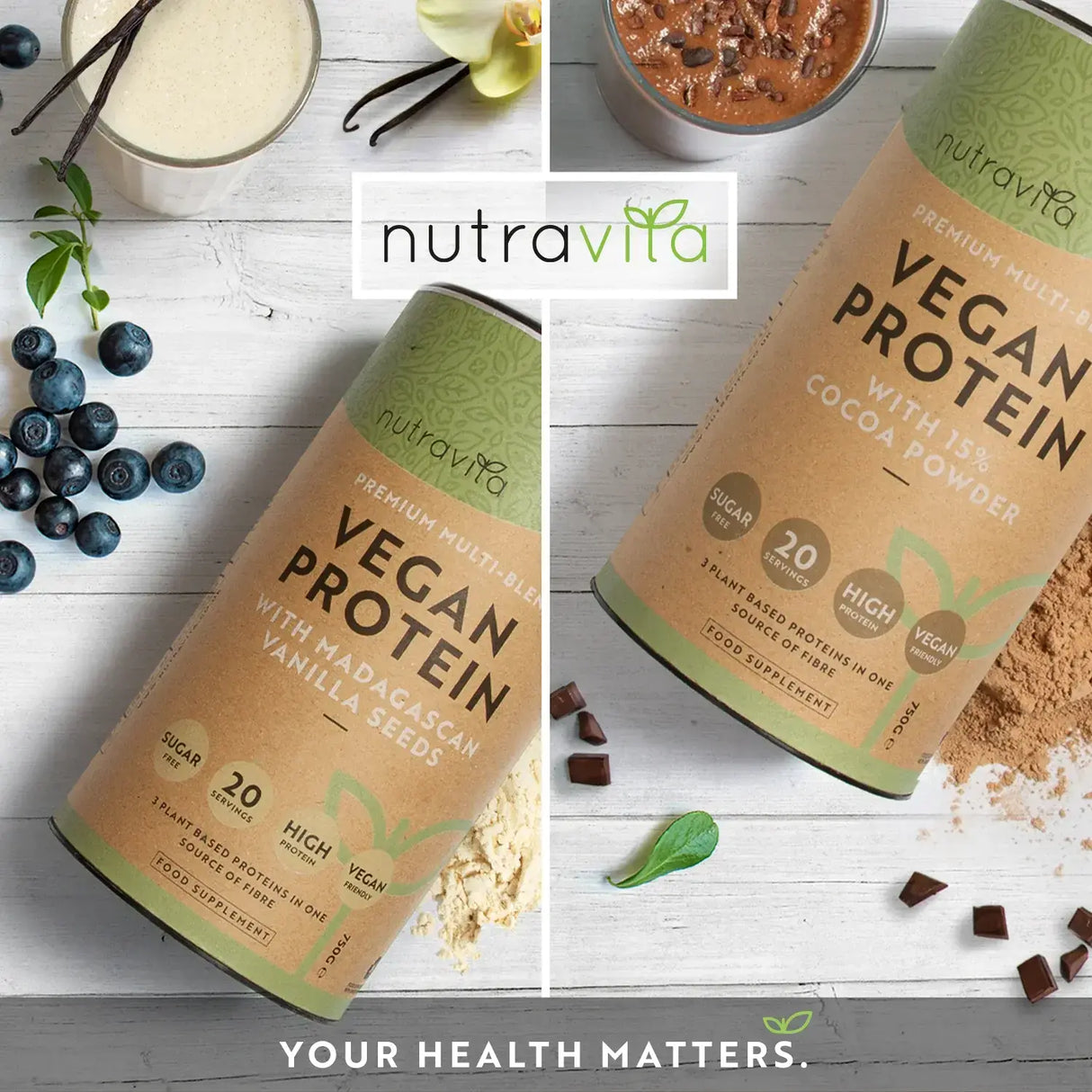 Vegán Fehérje + Enzimek - 750 g (Csokis) <tc>Nutravita</tc>