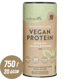 Vegán Fehérje + Enzimek - 750 g (Csokis) <tc>Nutravita</tc>