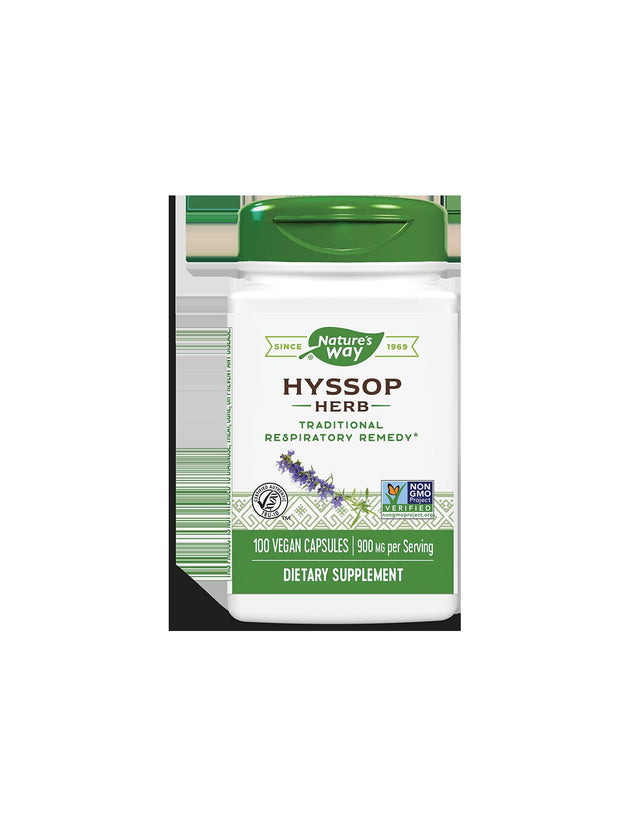 For respiratory infections, cough and phlegm - Hyssop, 450 mg, 100 capsules Nature's Way - Nutra Best Europe