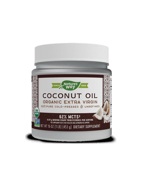 Coconut Oil, 62% MCT Fatty Acids - Coconut Oil Organic Extra Virgin, 474 ml, 32 servings Nature's Way - Nutra Best Europe