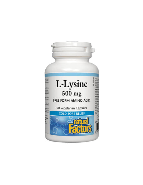 Herpes Simplex, Osteoporosis & Heart Health - L-Lysine 500mg, 90 Capsules Natural Factors - Nutra Best Europe