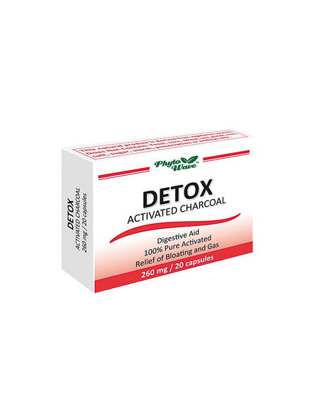 Detox Activated Charcoal 260 mg x 20 capsules - Nutra Best Europe