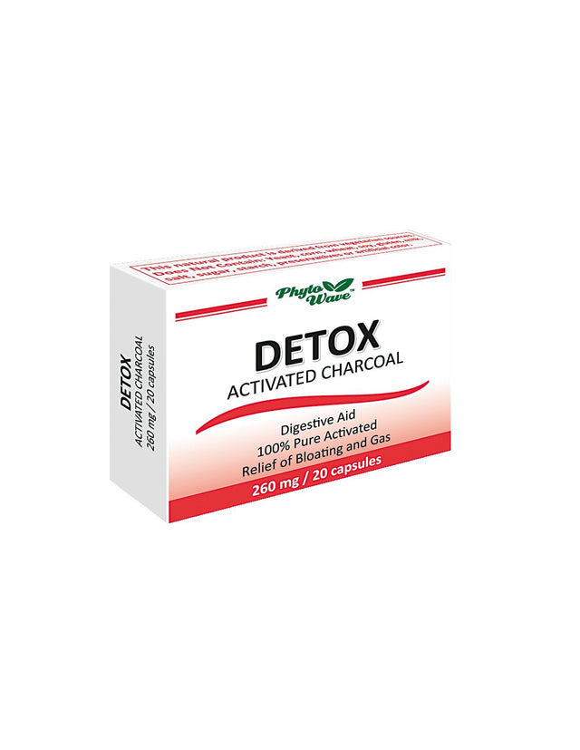 Detox Activated Charcoal 260 mg x 20 capsules - Nutra Best Europe