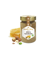 Organic colored honey with hazelnuts - Miele et noisette bio, 240 g - Nutra Best Europe