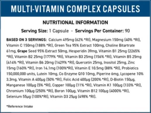 Multi-Vitamin Complex Vitality - 90 capsules - Nutra Best Europe