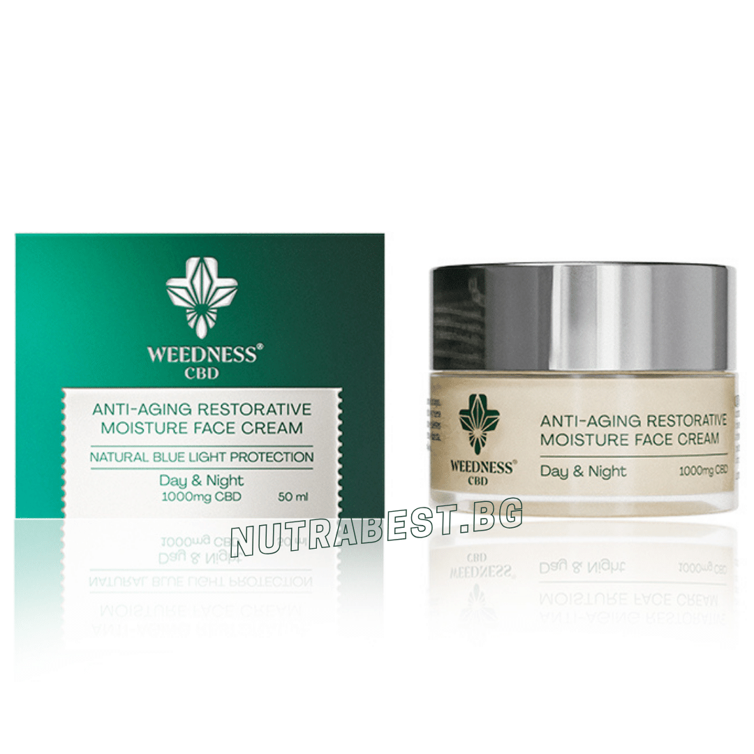 24-часов крем за лице против стареене | 1000mg CBD (50ml)  Weedness CBD - Nutra Best Europe