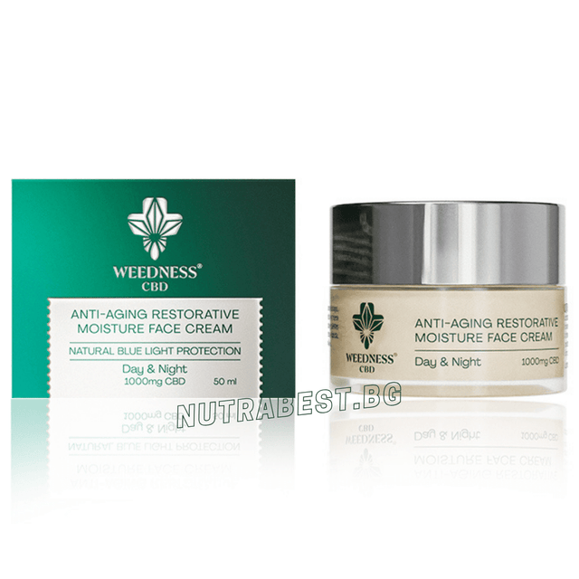 24-часов крем за лице против стареене | 1000mg CBD (50ml)  Weedness CBD - Nutra Best Europe