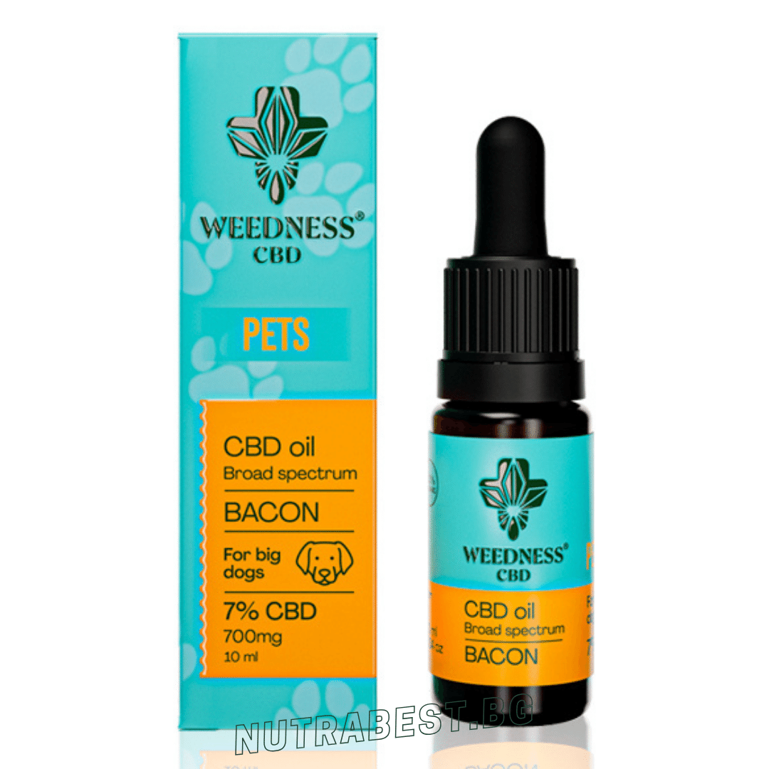 CBD масло 7% Широк спектър за големи кучета | Бекон (10 мл) Weedness CBD - Nutra Best Europe