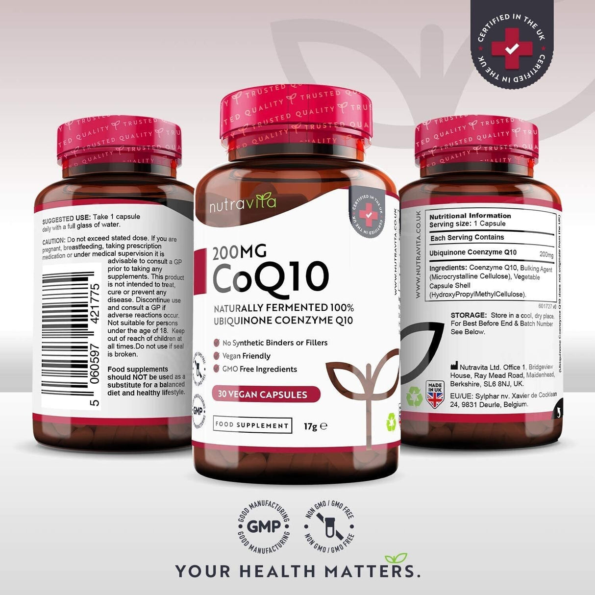 CoQ10 200 mg (Ubiquinone) /120 capsules, 120 days/ Nutravita - Nutra Best Europe