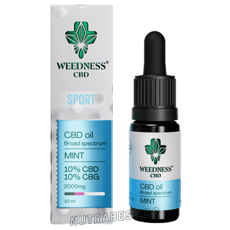 Спорт CBD масло 10% + CBG 10% широк спектър|Мента (10ml)  Weedness CBD - Nutra Best Europe