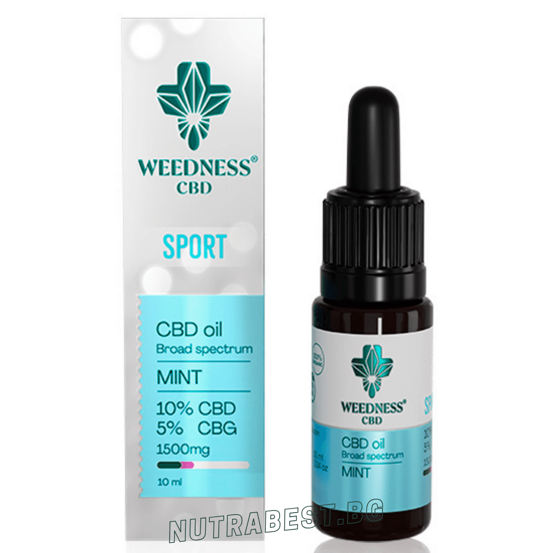 Спорт CBD масло 10% + CBG 5% широк спектър|Мента (10ml)  Weedness CBD - Nutra Best Europe