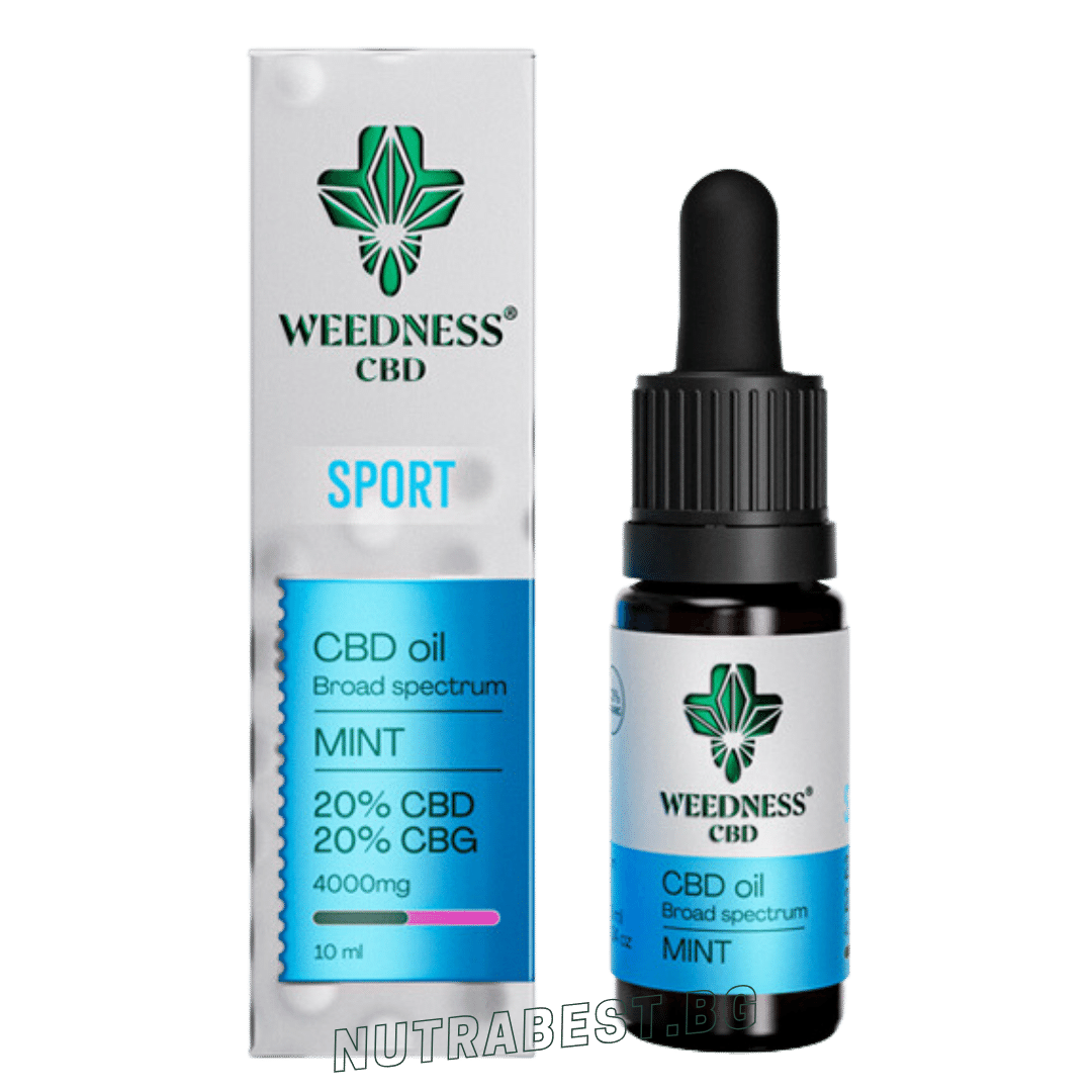 Спорт CBD масло 20% + CBG 20% широк спектър|Мента (10ml)  Weedness CBD - Nutra Best Europe