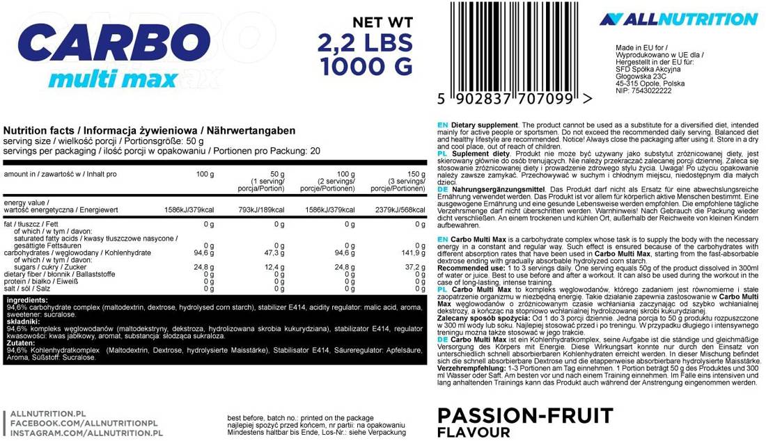 Carbo Multi Max - 3000 grams - Nutra Best Europe