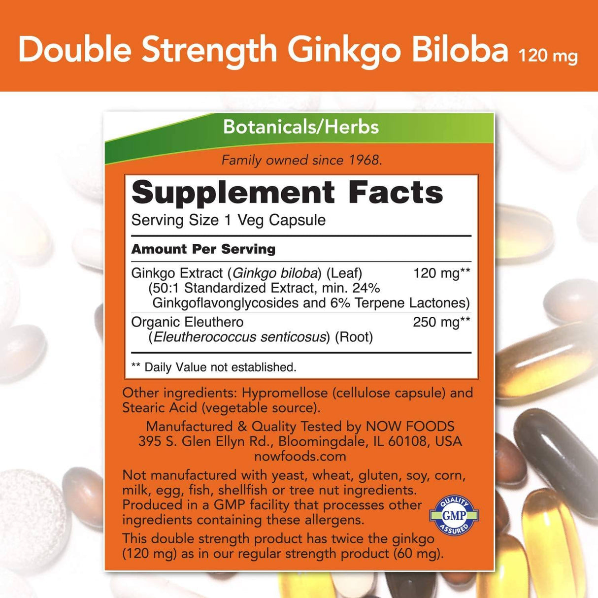Ginkgo Biloba 120 mg / Double Strength - 50 capsules - Nutra Best Europe
