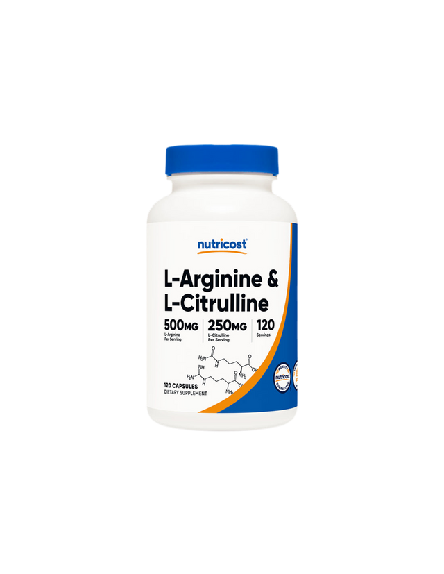Tone and energy - L-Arginine + L-Citrulline (L-Arginine + L-Citrulline), 550 mg + 250 mg/120 capsules Nutricost - Nutra Best Europe