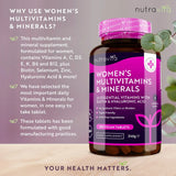 Women's Multivitamins with Biotin and Hyaluronic Acid 180 Vegan Tablets - Nutra Best Europe