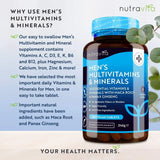 Men's Multivitamins and Minerals 180 Vegan Tablets - Nutra Best Europe