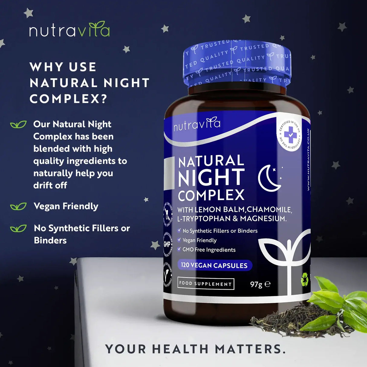 Natural Night Sleep Complex 120 Vcaps. Nutravita - Nutra Best Europe