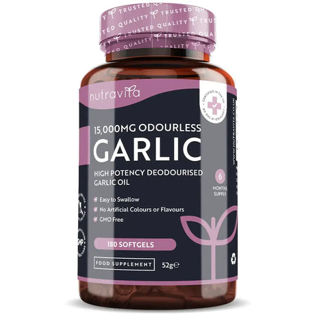 Garlic (odorless) 15000 mg (12-18% allicin) - 180 soft capsules - Nutra Best Europe