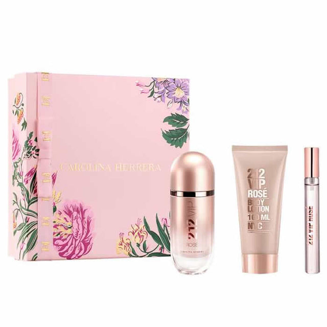 Carolina Herrera 212 Vip Rose Eau De Perfume Spray 80ml Set 3 Pieces - Nutra Best Europe