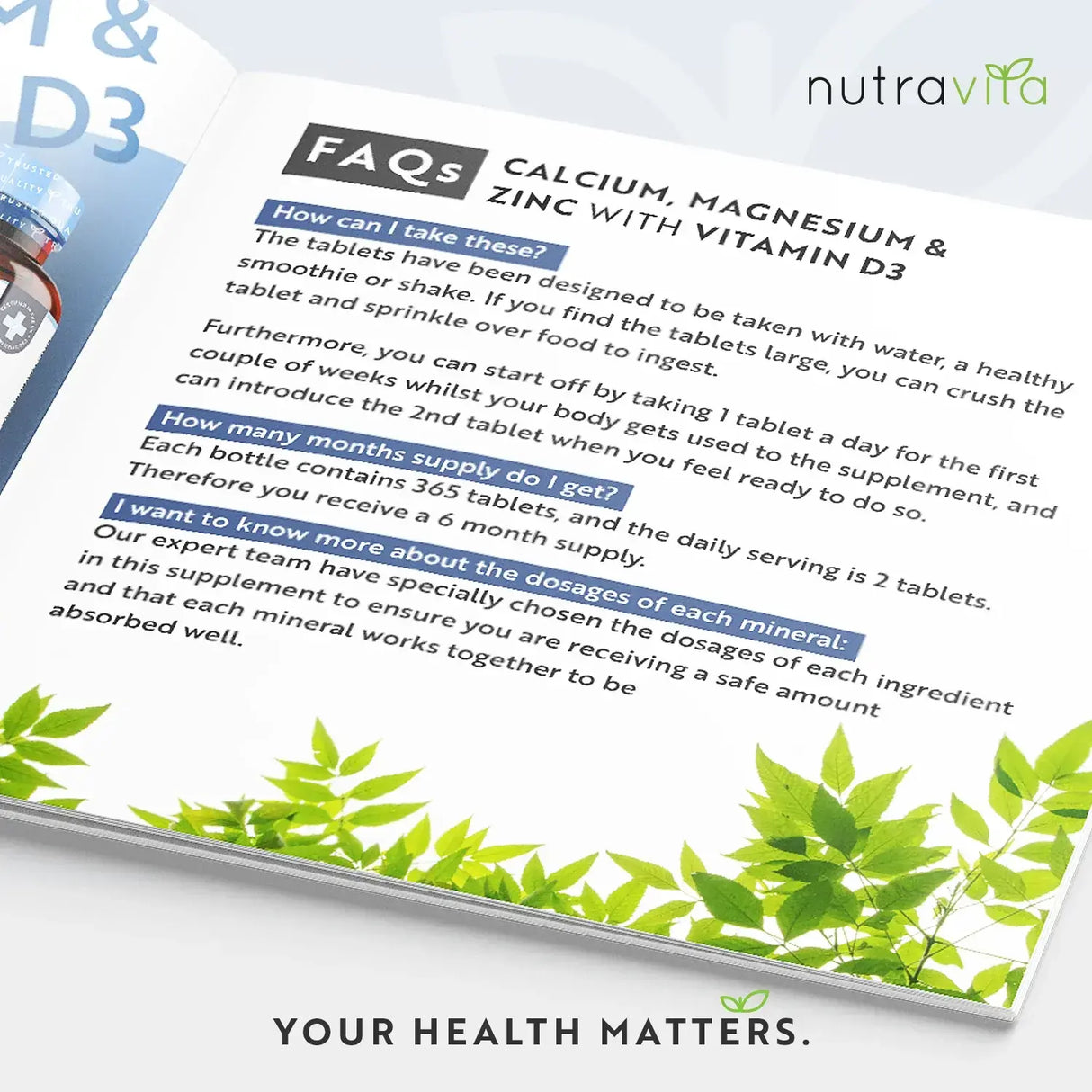 Calcium, Magnesium, Zinc and Vitamin D3 - 365 tablets - Nutra Best Europe