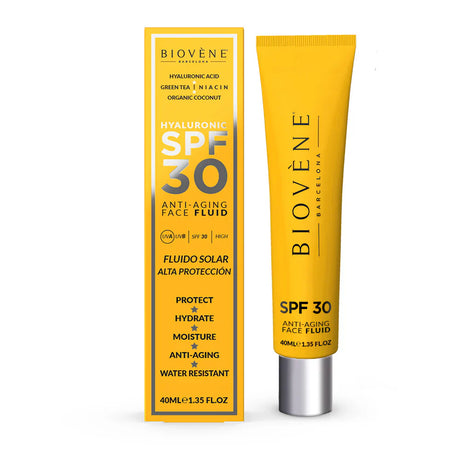 Moisturizing facial sunscreen SPF 30 with anti-aging hyaluronic acid - 40 ml - Nutra Best Europe