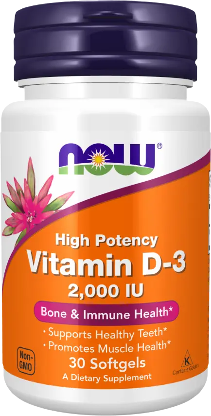 NOW Vitamin D3 / 2000 IU / 240 gel capsules - Nutra Best Europe