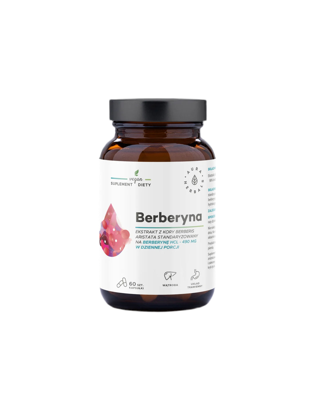 Blood sugar and cholesterol control - Berberine, 490 mg x 60 capsules Aura Herbals - Nutra Best Europe