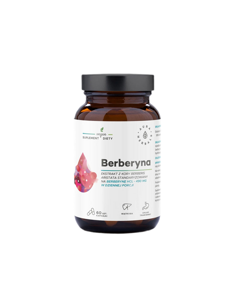 Blood sugar and cholesterol control - Berberine, 490 mg x 60 capsules Aura Herbals - Nutra Best Europe