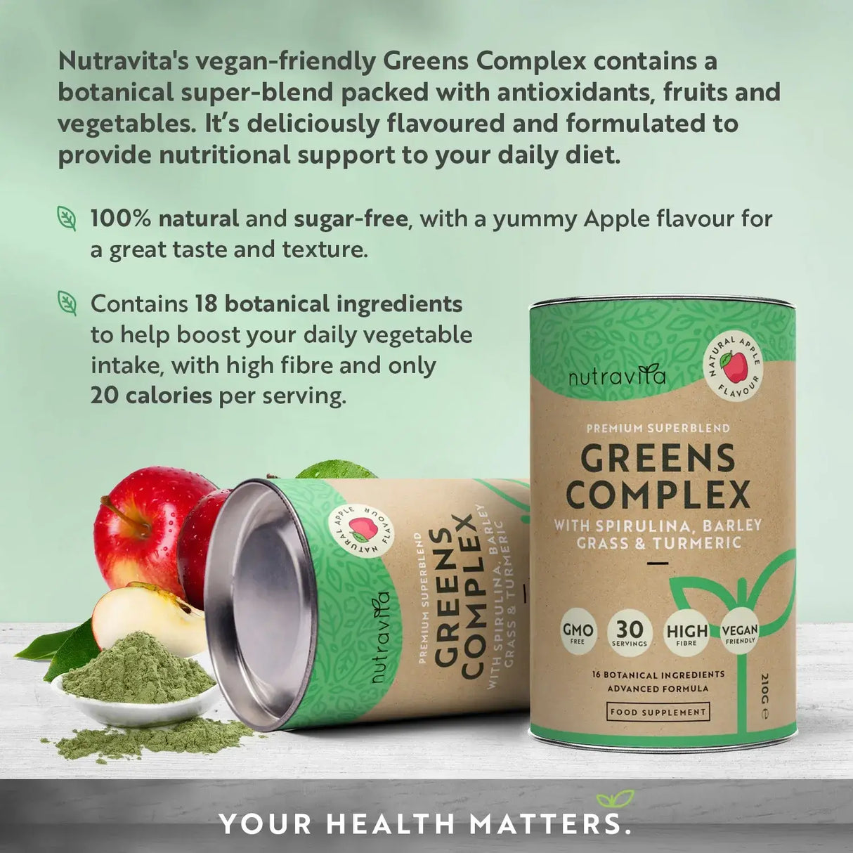 Super Greens Complex (18 active ingredients) 200 g Nutravita - Nutra Best Europe