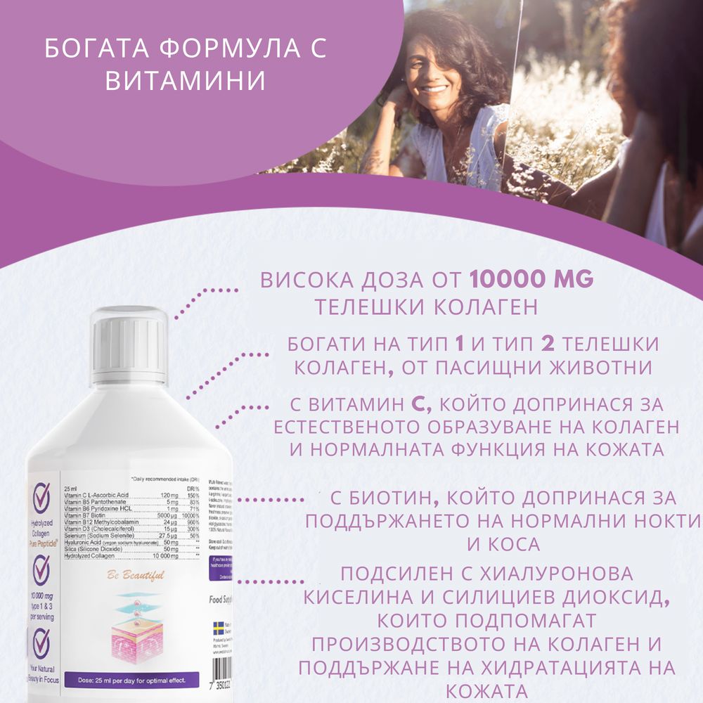 Beef Collagen 10,000 mg with Hyaluronic Acid 50 mg - 500 ml - Nutra Best Europe