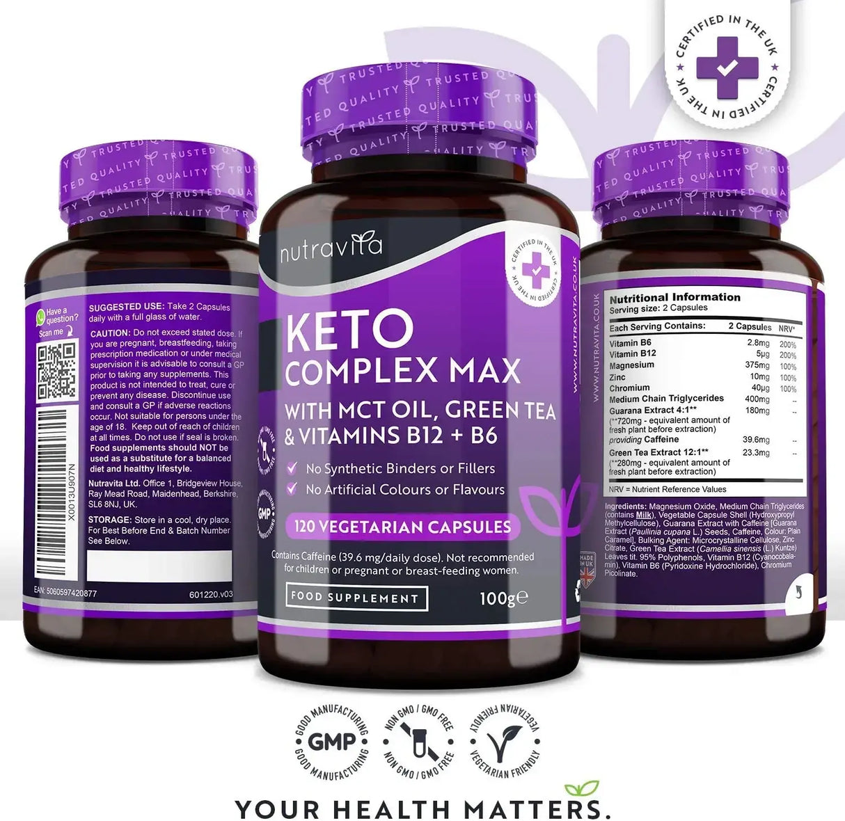 Keto Complex Max /120 capsules, 60 doses/ Nutravita - Nutra Best Europe
