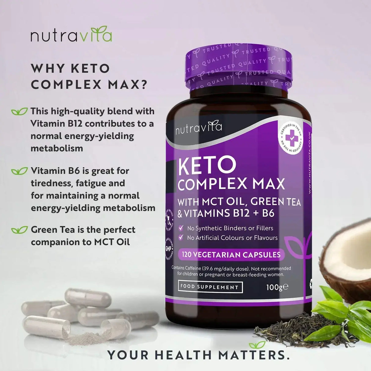 Keto Complex Max /120 capsules, 60 doses/ Nutravita - Nutra Best Europe