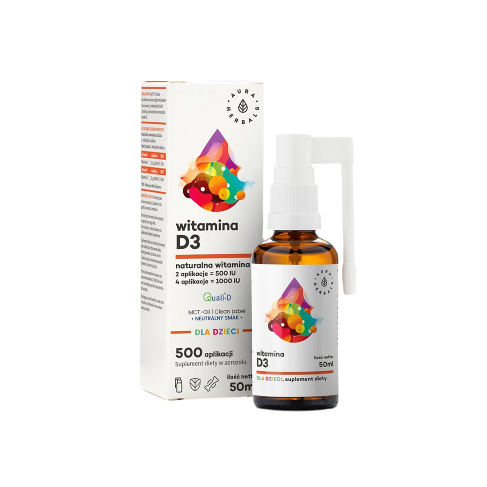 Bone care and strong immunity - Vitamin D3 for children and adults, Mouth spray, 50 ml Aura Herbals - Nutra Best Europe