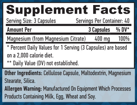 Magnesium Citrate 400 mg / 120 Vcaps - Nutra Best Europe